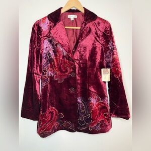 NWT - Coldwater Creek Velvet Paisley Jacket - 10P